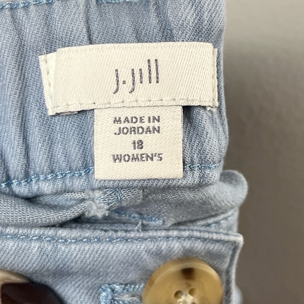 J.Jill blue modal Lyocell cotton spandex elastic waist Bermuda shorts, size 18. - Picture 6 of 8
